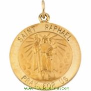 14K Yellow 22.00 MM St. Raphael Medal