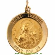 14K Yellow 22.00 MM St. Theresa Medal