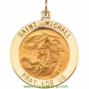 14K Yellow 22.00 MM St.michael Medal