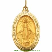 14K Yellow 23.00X16.00 MM Miraculous Medal