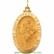 14K Yellow 24.00X18.00 MM St. Christopher Medal