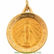 14K Yellow 25.00 MM Miraculous Medal