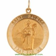 14K Yellow 25.00 MM St. Patrick Medal