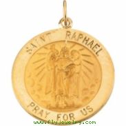 14K Yellow 25.00 MM St. Raphael Medal