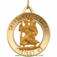 14K Yellow 25.00 MM St.christopher Medal