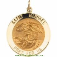14K Yellow 25.00 MM St.michael Medal