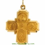 14K Yellow 25.00X24.00 MM 4-way Cross Medal