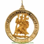 14K Yellow 29.00 MM St. Christopher Medal