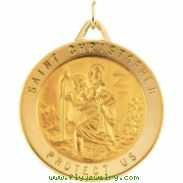 14K Yellow 29.00 MM St. Christopher Medal