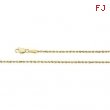 14K Yellow 7 INCH 1.0 MM DIAMOND CUT ROPE CHAIN (REPLACING CH510) 1.3 Mm Diamond Cut Rope Chain