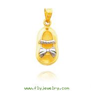14K Yellow Gold & Rhodium Baby Girl's Shoe Charm
