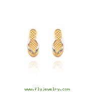 14K Yellow Gold & Rhodium Flip Flop Post Earrings