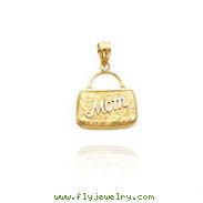 14K Yellow Gold & Rhodium Reversible "Mom" Handbag Charm