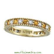 14K Yellow Gold 0.50ct Diamond and 0.40ct Yellow Sapphire Eternity Ring Band