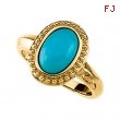 14K Yellow Gold 11x7 Genuine Cab Turquoise Ring