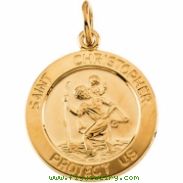 14K Yellow Gold 15mm St. Christopher Medal