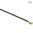 14K Yellow Gold 16 Inch Brown Braided Leather Cord Chain