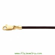 14K Yellow Gold 16 Inch Brown Leather Chain