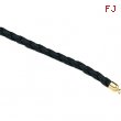 14K Yellow Gold 16.00 Inch Black Braided Leather Cord Chain