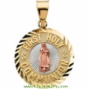 14K Yellow Gold 16.75 Tricolor First Holy Communion Medal