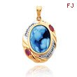14K Yellow Gold 16mm Mother & New Arrival Agate, Diamond & Ruby Cameo Pendant