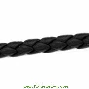 14K Yellow Gold 18 Inch Black Braided Leather Cord Chain