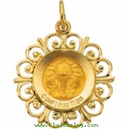 14K Yellow Gold 18.5 Rd Confirmation Pend Medal