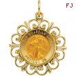 14K Yellow Gold 18.5 Rd Guardian Angel Pend Medal