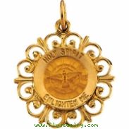 14K Yellow Gold 18.5 Rd Holy Spirit Pend Medal