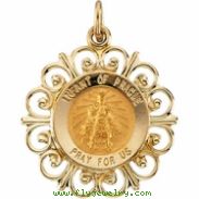 14K Yellow Gold 18.5 Rd Infant Of Prague Pend Medal