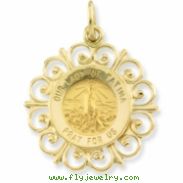 14K Yellow Gold 18.5 Rd Our Ldy Of Fatima Pend Medl