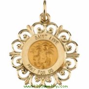 14K Yellow Gold 18.5 Rd St Anne Pend Medal