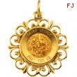 14K Yellow Gold 18.5 Rd St George Pend Medal