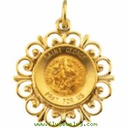 14K Yellow Gold 18.5 Rd St George Pend Medal