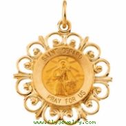 14K Yellow Gold 18.5 Rd St Gerard Pend Medal