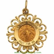 14K Yellow Gold 18.5 Rd St Jude Pend Medal