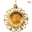 14K Yellow Gold 18.5 Rd St Lucy Pend Medal