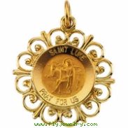 14K Yellow Gold 18.5 Rd St Luke Pend Medal