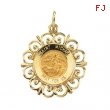 14K Yellow Gold 18.5 Rd St Michael Pend Medal