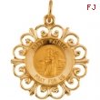 14K Yellow Gold 18.5 Rd St Patrick Pend Medal