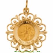 14K Yellow Gold 18.5 Rd St Patrick Pend Medal