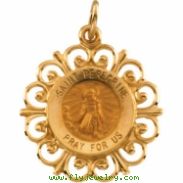 14K Yellow Gold 18.5 Rd St Peregrine Pend Medal