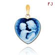 14K Yellow Gold 18mm Heart-Shaped Everlasting Love Agate Cameo Pendant