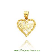 14K Yellow Gold "#1 Mom" Rope Heart Charm