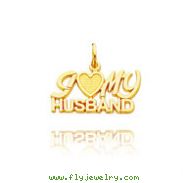 14K Yellow Gold "I (Heart) My Husband" Charm