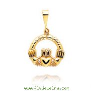 14K Yellow Gold "I Love You" Claddagh Pendant