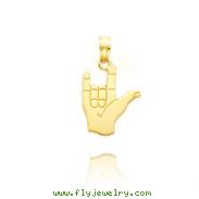 14K Yellow Gold "I Love You" Sign Language Pendant