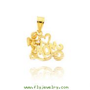 14K Yellow Gold "Mom" with Angel Pendant
