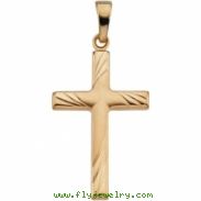 14K Yellow Gold 24x16 Cross Pendant