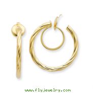 14K Yellow Gold 26mm Non-Pierced Twisted Hoop Earrings